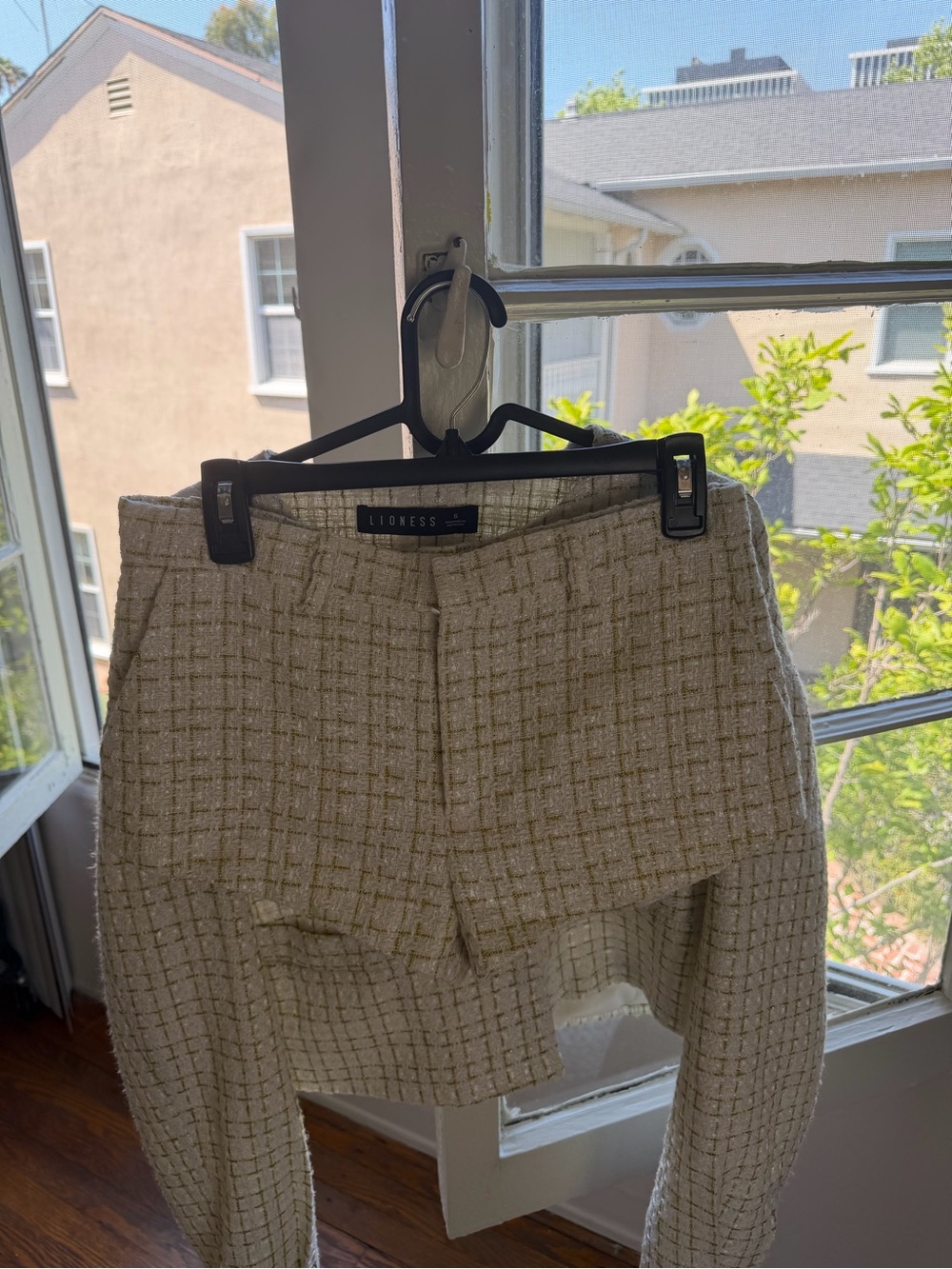 Lioness Cream Tweed High-Waist Shorts